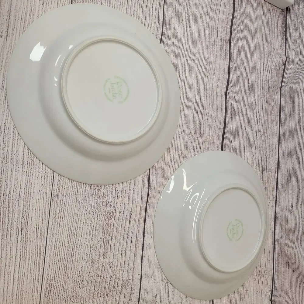 Pier 1 Vintage Rose Jardin Hand Painted China Dinner & Salad Plate Set